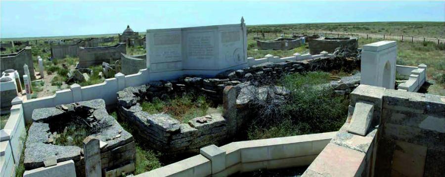 Sisem ata. Aneta–Tolep-Batyr Memorial Complex (modern solution of family fences of the «korgan» type). Photo by S. Azhigali, 2012